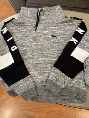 Victoria's Secret Grey Turtleneck Pullover with Black Sleeve Panels